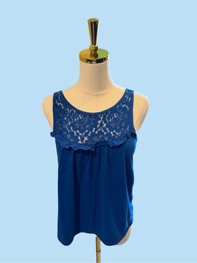 Gilly Hicks Lace Yoke Sleeveless Camisole - Cobalt Blue